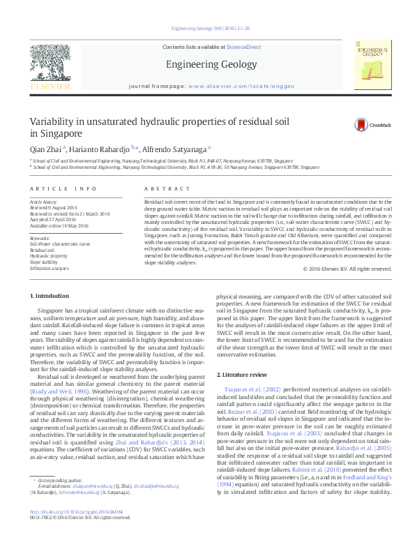 (PDF) Variability in unsaturated hydraulic properties of residual soil ...
