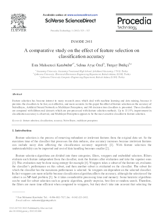 (PDF) A comparative study on the effect of feature selection on ...