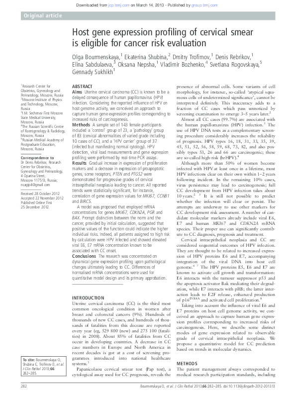 (PDF) Host gene expression profiling of cervical smear is eligible for ...