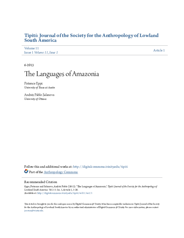(PDF) The Languages of Amazonia