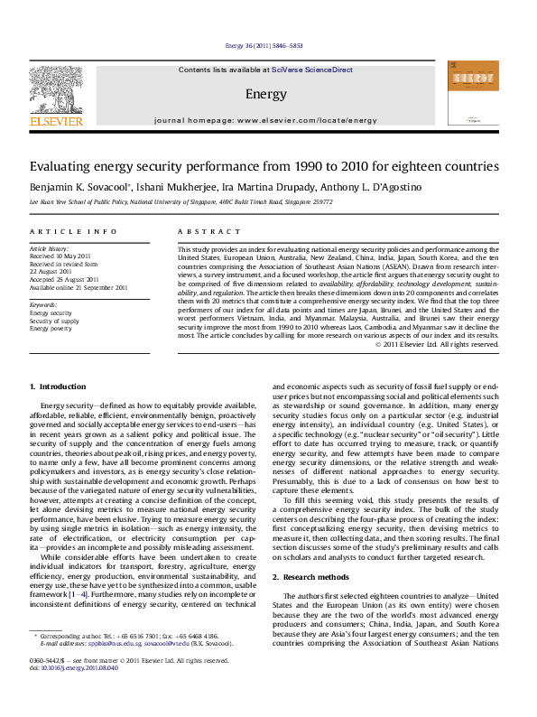 (PDF) Evaluating energy security performance from 1990 to 2010 for ...