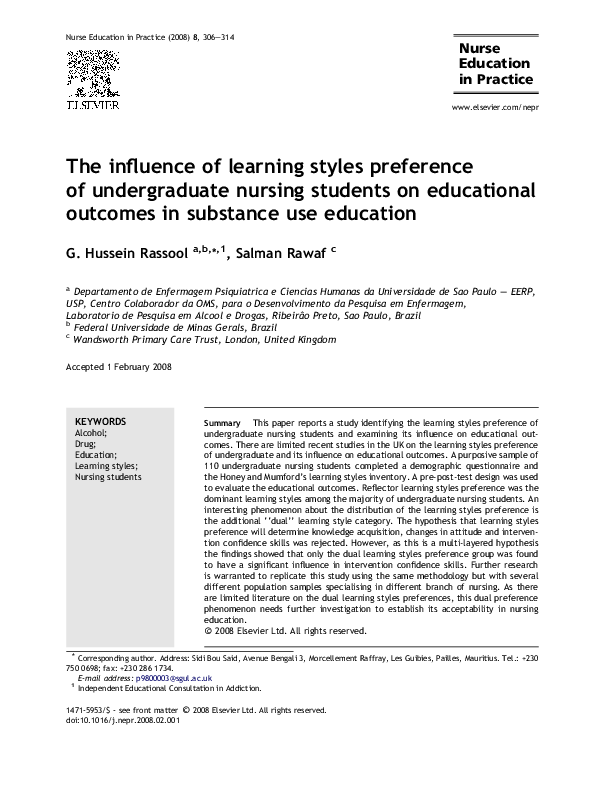 (PDF) The influence of learning styles preference of undergraduate ...