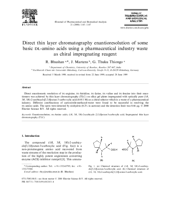 (PDF) Direct thin layer chromatography enantioresolution of some basic