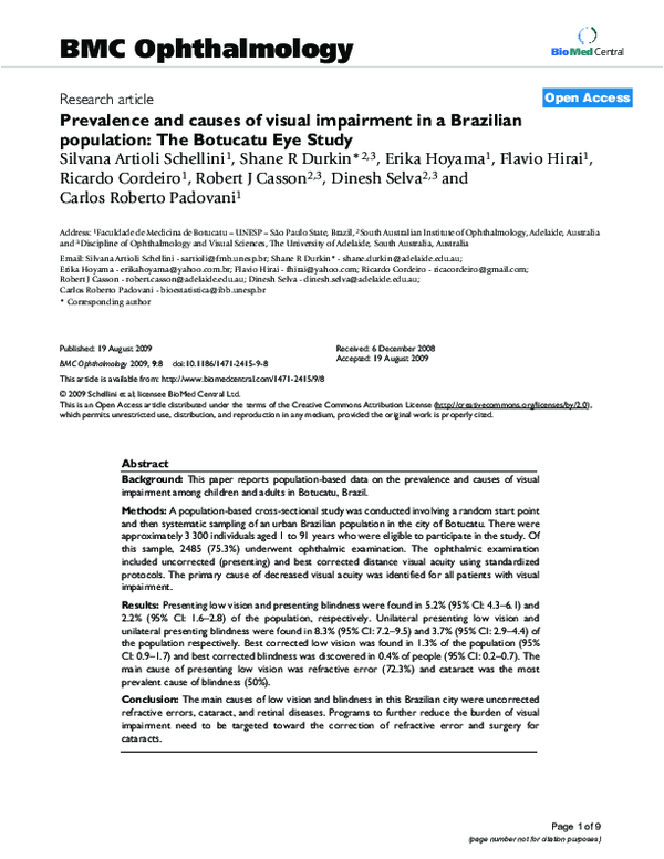 (PDF) Prevalence and causes of visual impairment in a Brazilian ...