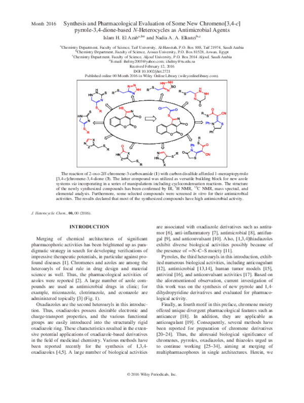 (PDF) Synthesis and Pharmacological Evaluation of Some New Chromeno[3,4 ...