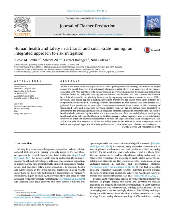 (PDF) Human health and safety in artisanal and small-scale mining: an ...