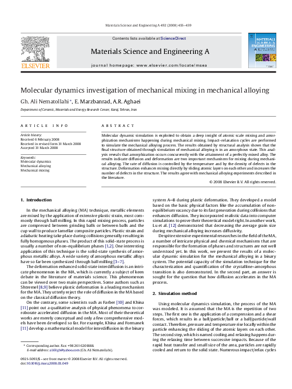 (PDF) Molecular dynamics investigation of mechanical mixing in ...