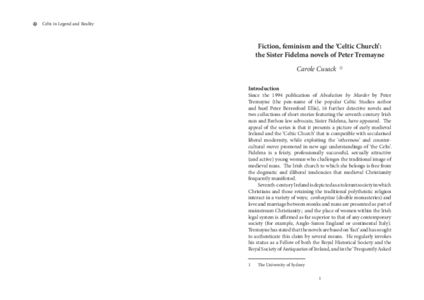 Fiction, Feminism and the ‘Celtic Church’: The Sister Fidelma Novels of Peter Tremayne