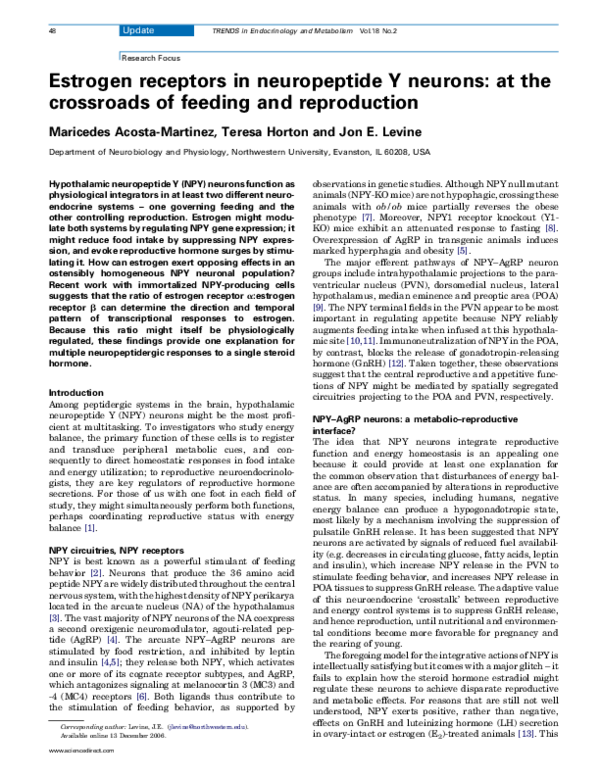 (PDF) Estrogen receptors in neuropeptide Y neurons: at the crossroads ...