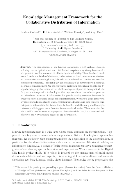 (PDF) Knowledge Management Framework for the Collaborative Distribution ...
