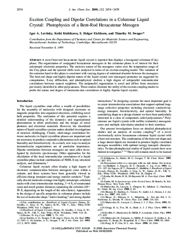(PDF) Exciton Coupling and Dipolar Correlations in a Columnar Liquid ...