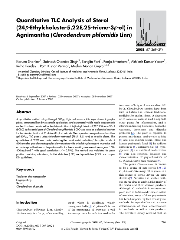 (PDF) Quantitative TLC Analysis of Sterol (24βEthylcholesta5,22 E ,25