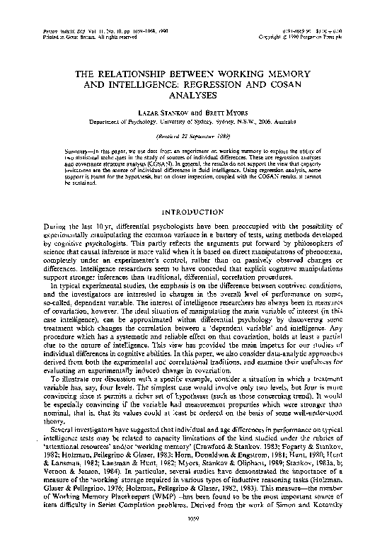 (PDF) The relationship between working memory and intelligence ...