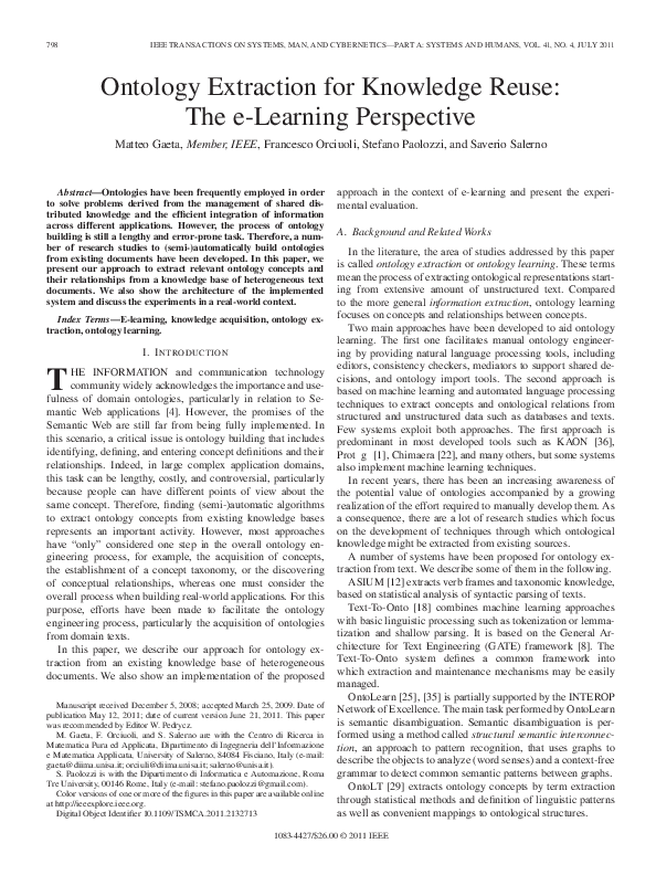 (PDF) Ontology Extraction for Knowledge Reuse: The e-Learning Perspective