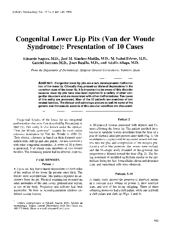 Syndrome Van Der Woude Pdf : Van der Woude syndrome (Lip Pit-Cleft Lip ...