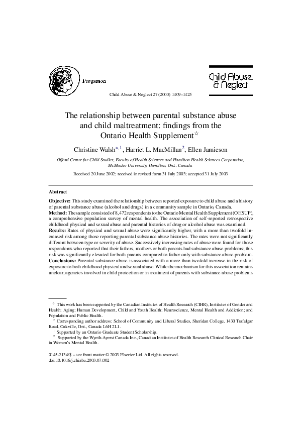 (PDF) The relationship between parental substance abuse and child ...