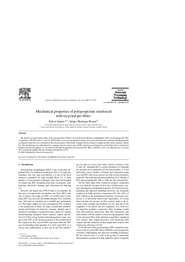 (PDF) Mechanical properties of polypropylene reinforced with recycled ...