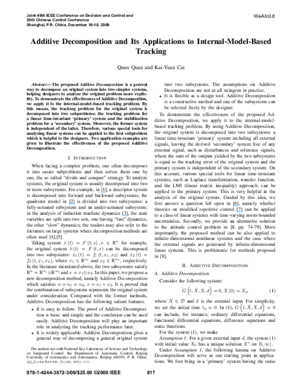 (PDF) Additive Decomposition and its applications to internal-model ...