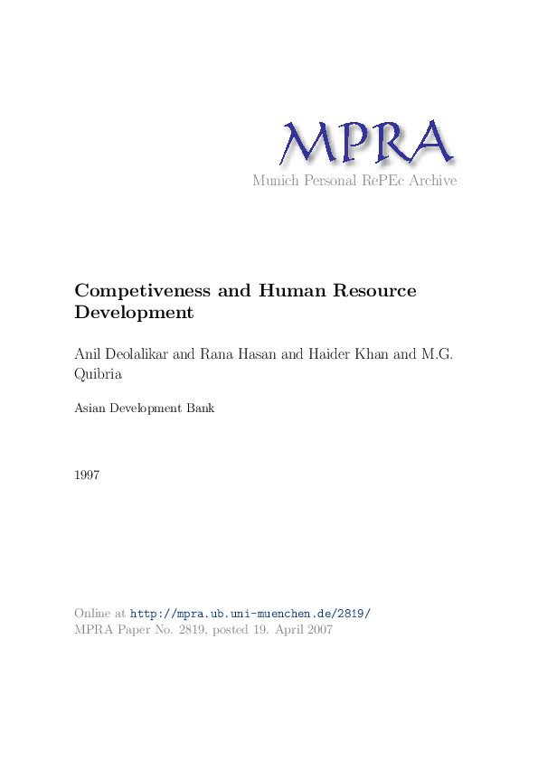 (PDF) Competiveness and Human Resource Development