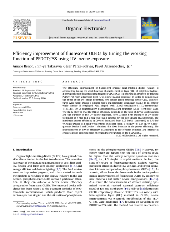 (PDF) Efficiency improvement of fluorescent OLEDs by tuning the working ...