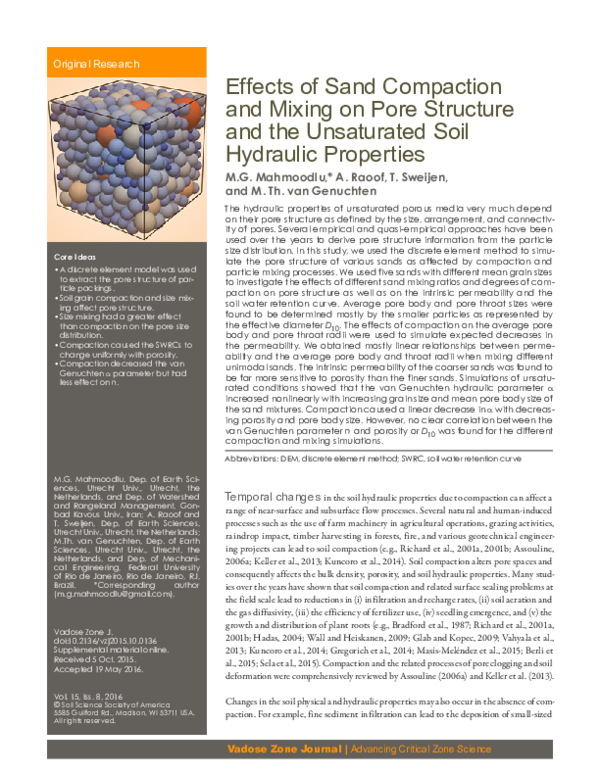 (PDF) Effects of Sand Compaction and Mixing on Pore Structure and the ...