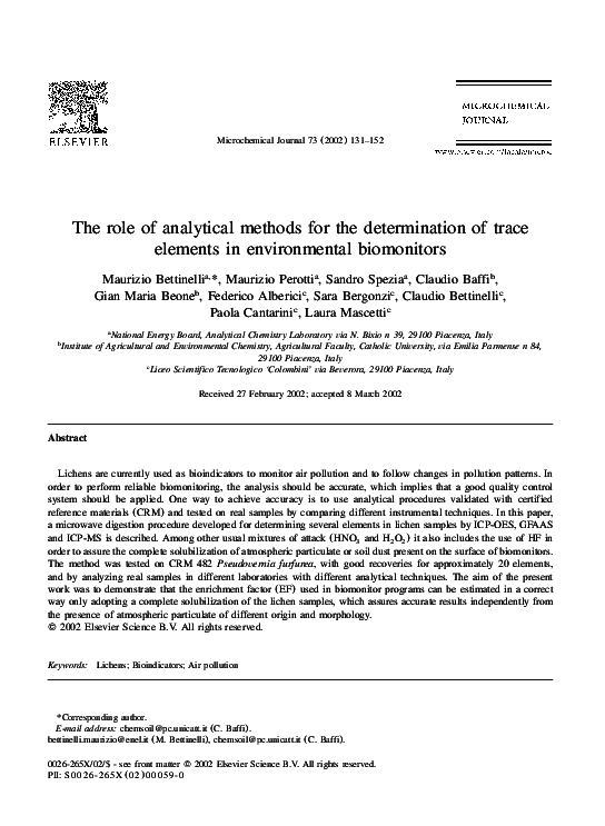 (PDF) The role of analytical methods for the determination of trace ...