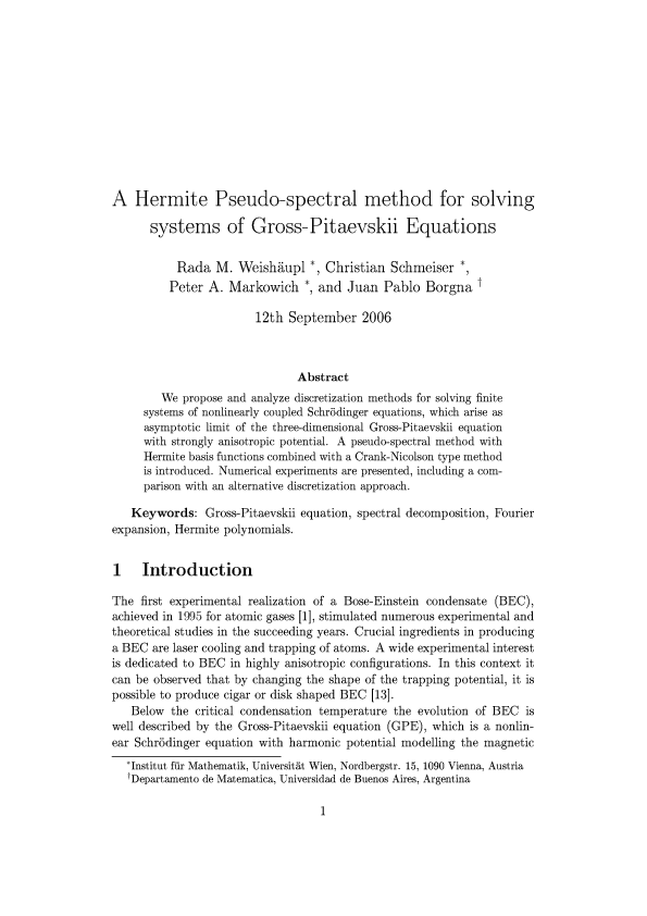 Pdf A Hermite Pseudo Spectral Method For Solving Systems Of Gross