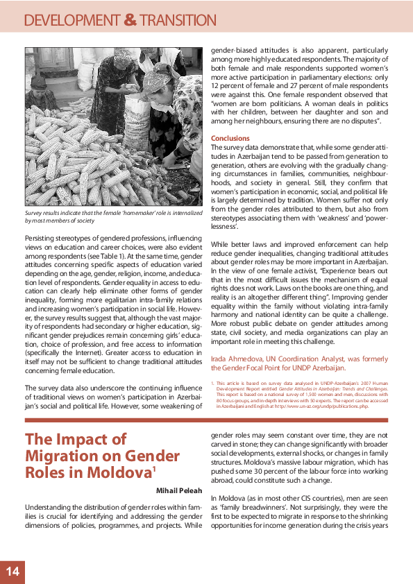 (PDF) The Impact of Migration on Gender Roles in Moldova