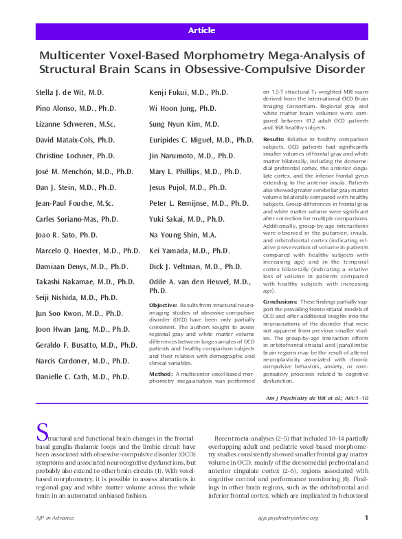 (PDF) Multicenter voxel-based morphometry mega-analysis of structural ...