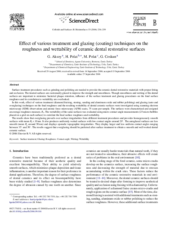 (PDF) Effect of various treatment and glazing (coating) techniques on ...