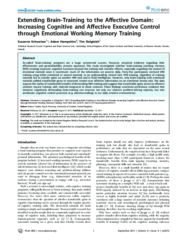 (PDF) Extending Brain-Training to the Affective Domain: Increasing ...