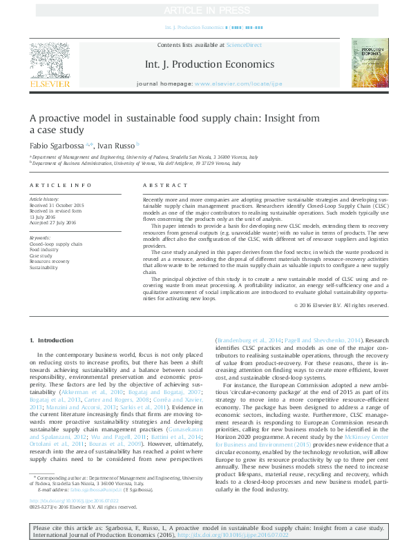 (PDF) A proactive model in sustainable food supply chain Insight from