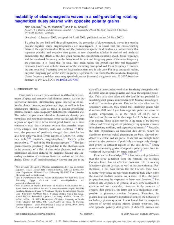  PDF Instability Of Electromagnetic Waves In A Self gravitating 
