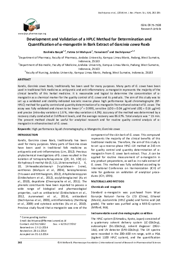 (PDF) Development and Validation of an HPLC Method for the ...