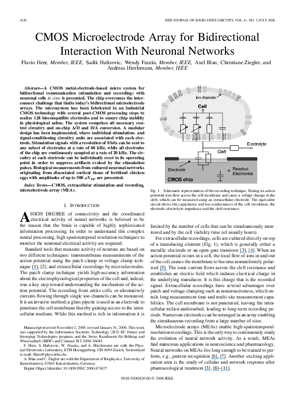 (PDF) CMOS microelectrode array for bidirectional interaction with ...