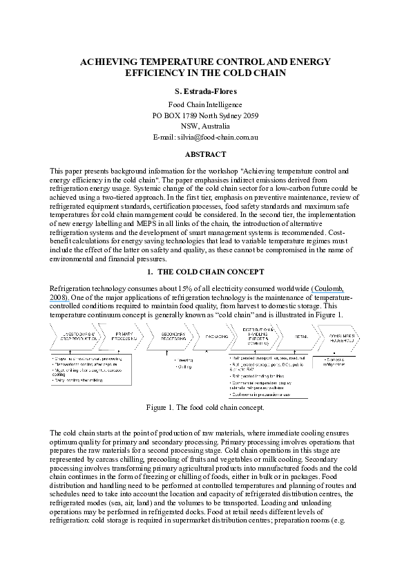 (PDF) Achieving temperature control and energy efficiency in the cold chain