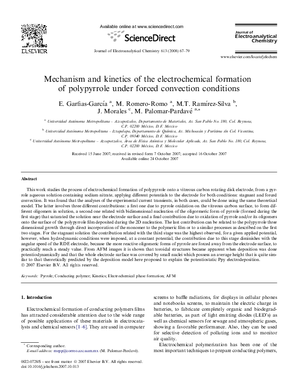 PDF) Mechanism and kinetics of the electrochemical formation