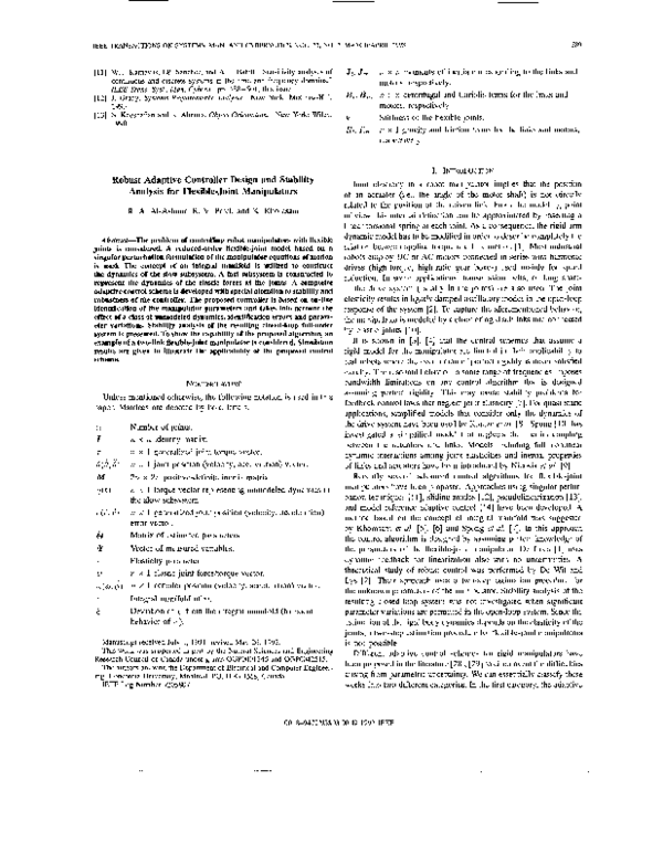 (PDF) Robust adaptive controller design and stability analysis for ...