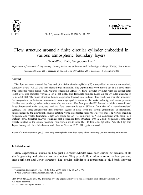 (PDF) Flow structure around a finite circular cylinder embedded in ...