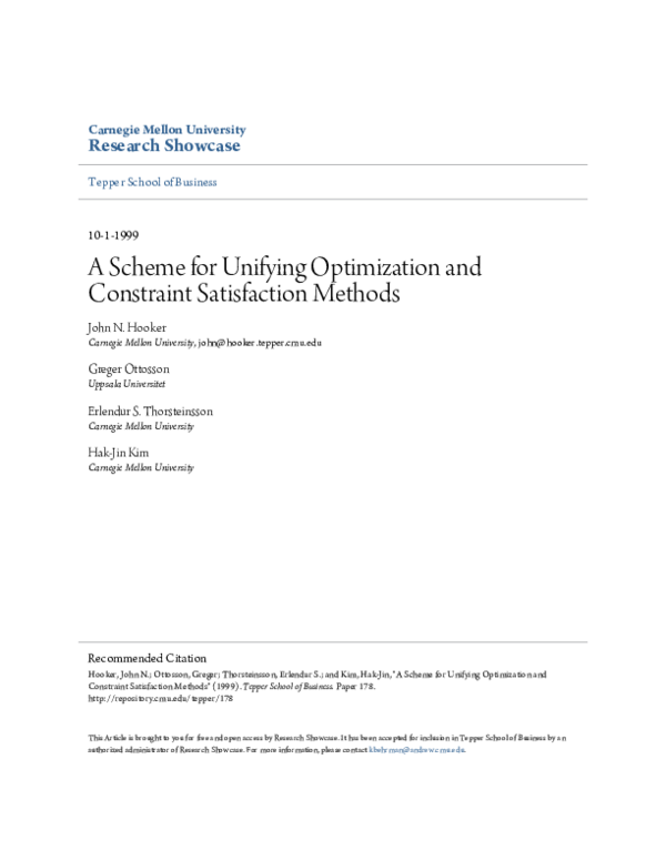 (PDF) A scheme for unifying optimization and constraint satisfaction ...