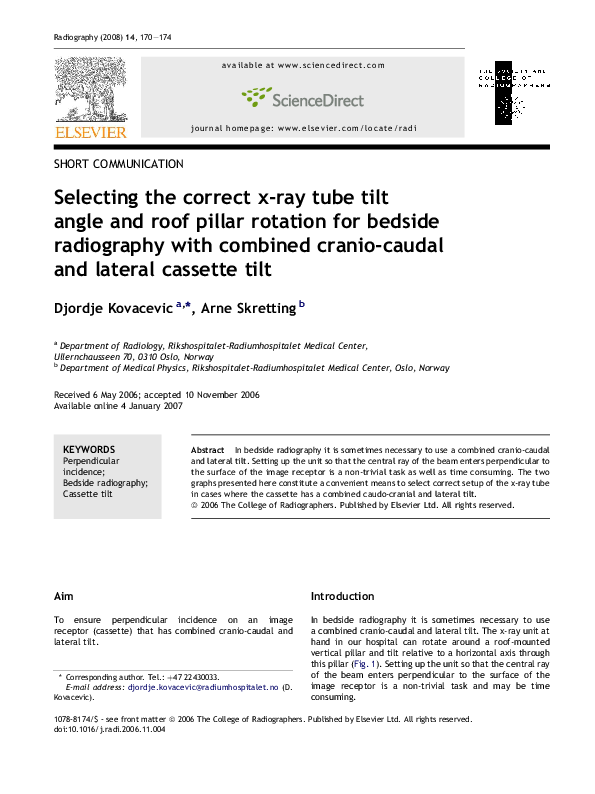 (PDF) Selecting the correct x-ray tube tilt angle and roof pillar ...