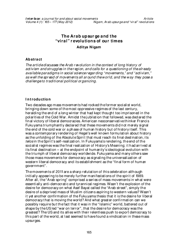 (PDF) Interface a journal for and about social movements The Arab