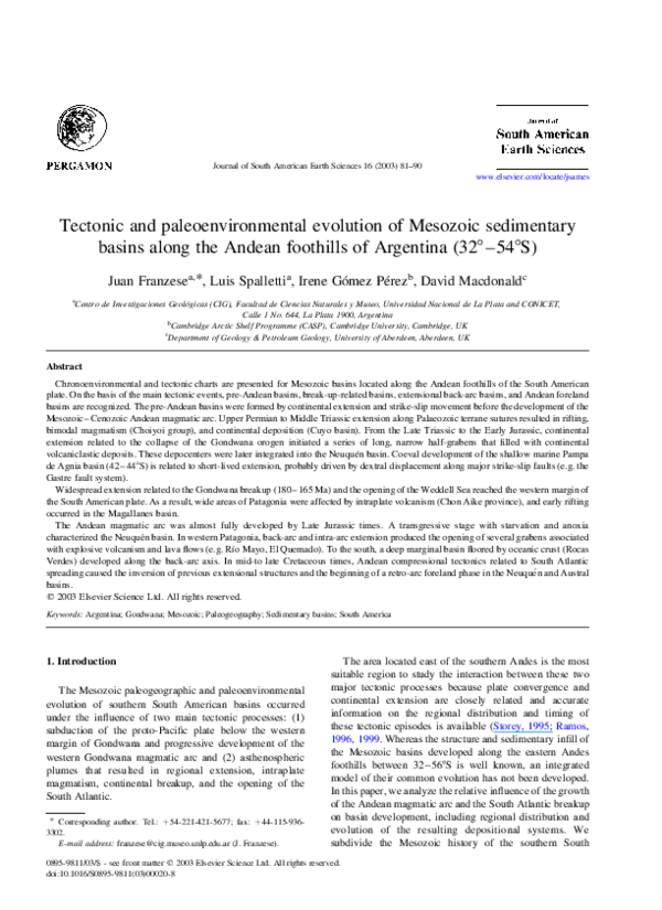 (PDF) Tectonic and paleoenvironmental evolution of Mesozoic sedimentary ...