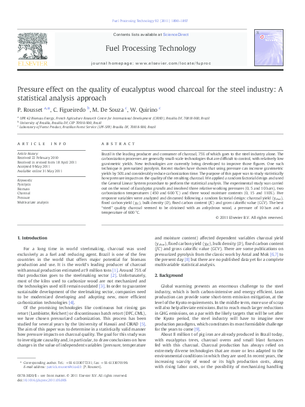 (PDF) Pressure effect on the quality of eucalyptus wood charcoal for ...