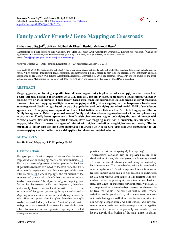 (PDF) Family and/or Friends? Gene Mapping at Crossroads
