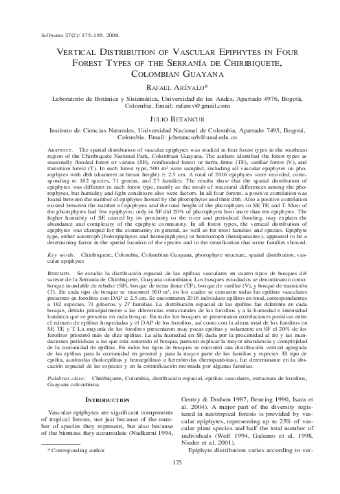 (PDF) VERTICAL DISTRIBUTION OF VASCULAR EPIPHYTES IN FOUR FOREST TYPES ...