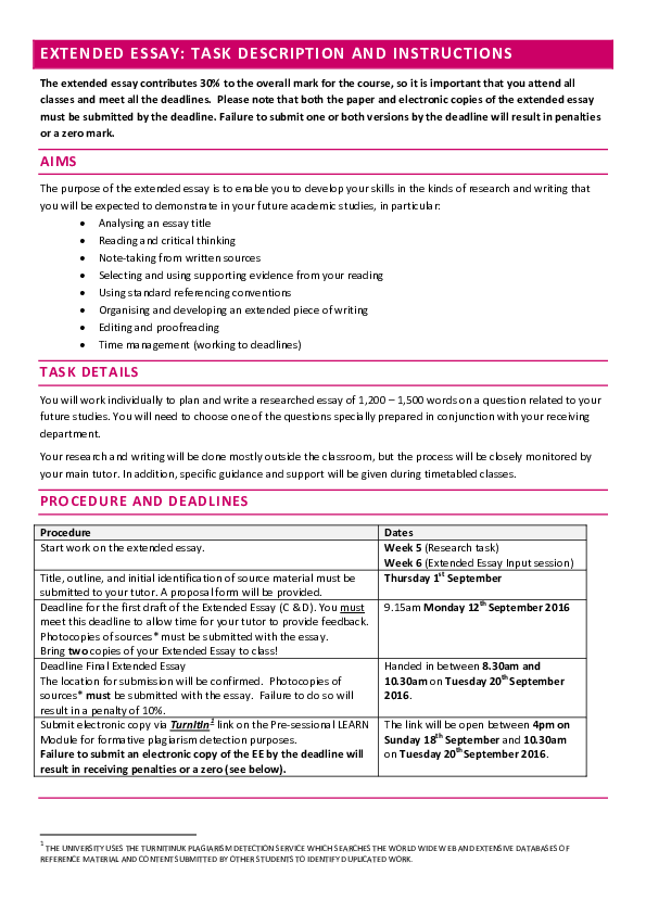 (PDF) EXTENDED ESSAY: TASK DESCRIPTION AND INSTRUCTIONS