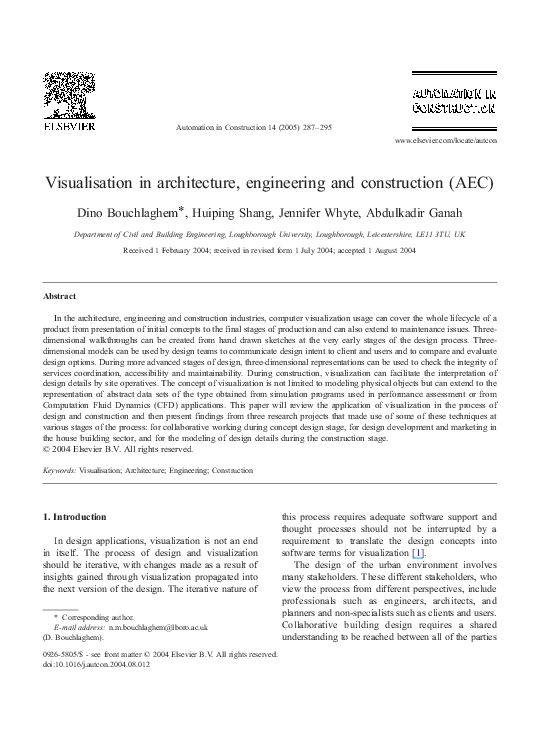 (PDF) Visualisation in architecture, engineering and construction (AEC