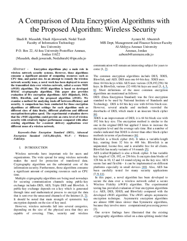 (PDF) A comparison of data encryption algorithms with the proposed ...