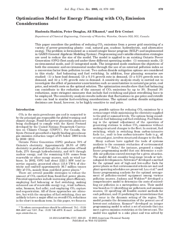 (PDF) Optimization Model for Energy Planning with CO 2 Emission ...